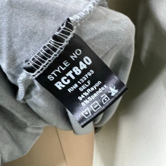 POL Top Womens Size Small Acid Wash Gray Lace Jersey Knit Tee Blouse Bohemian - Picture 5 of 7